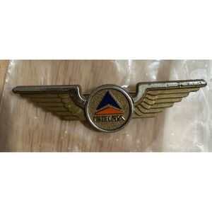 Vintage Delta Air Lines Pilot Wings Pin Widget Logo Gold Silver Tone Aviation
